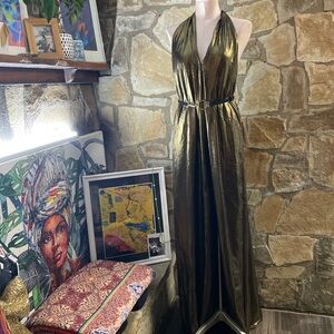 NWT Happy X Nature Gold Metallic Maxi Dress